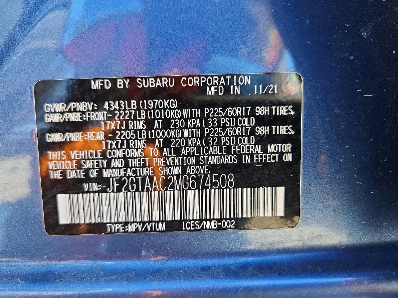 2021 SUBARU CROSSTREK photo 13