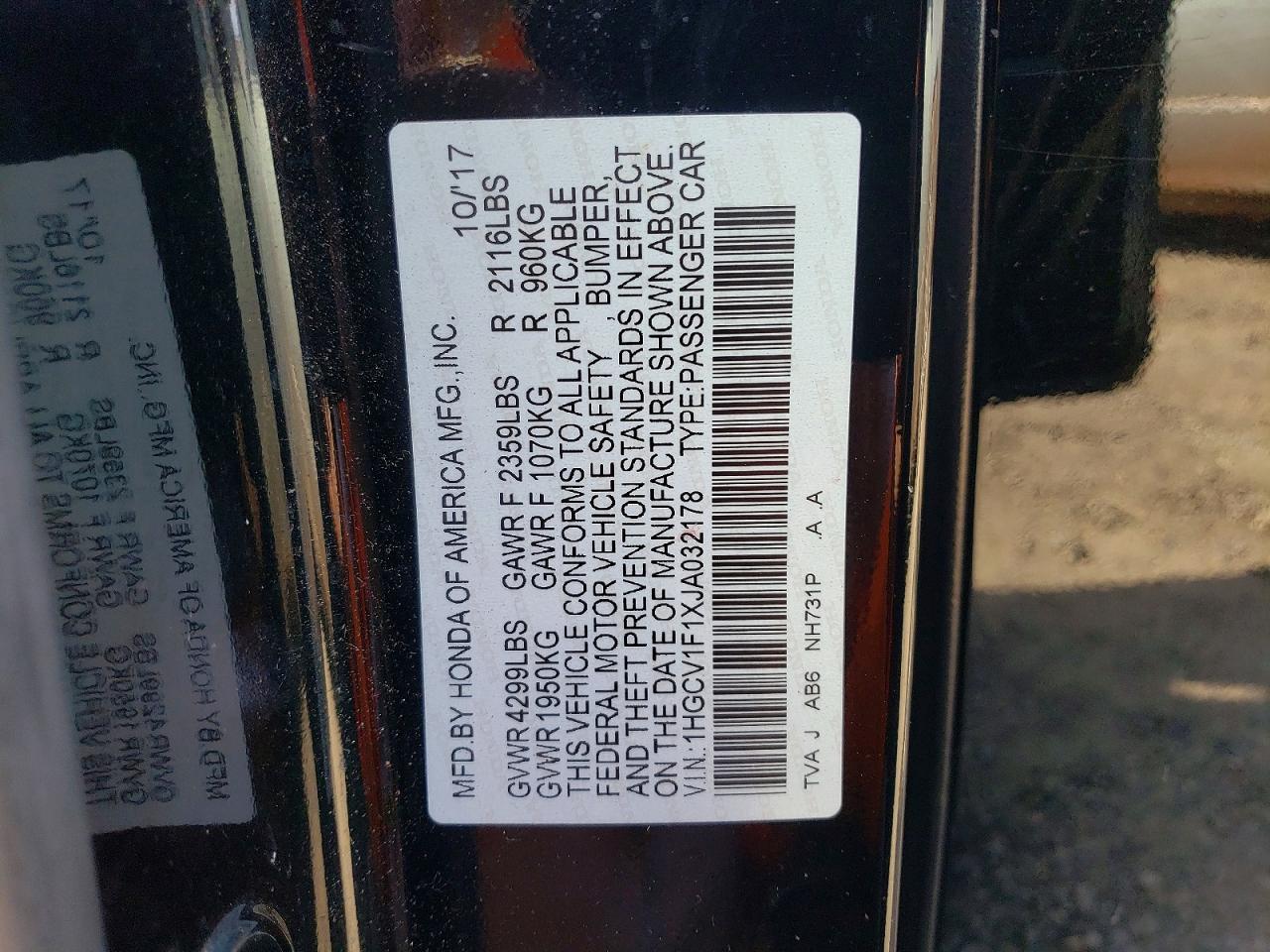 2018 HONDA ACCORD LX photo 12