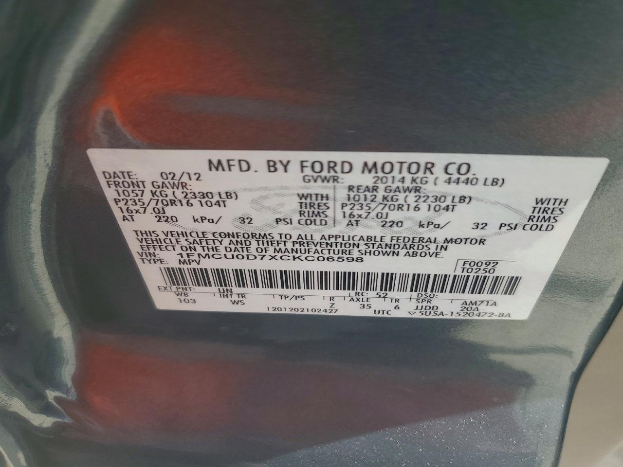 2012 FORD ESCAPE XLT photo 13