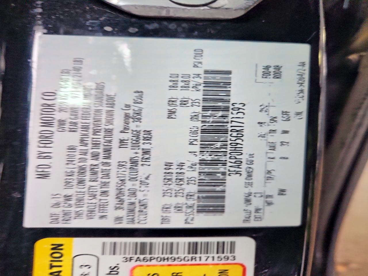2016 FORD FUSION SE photo 12