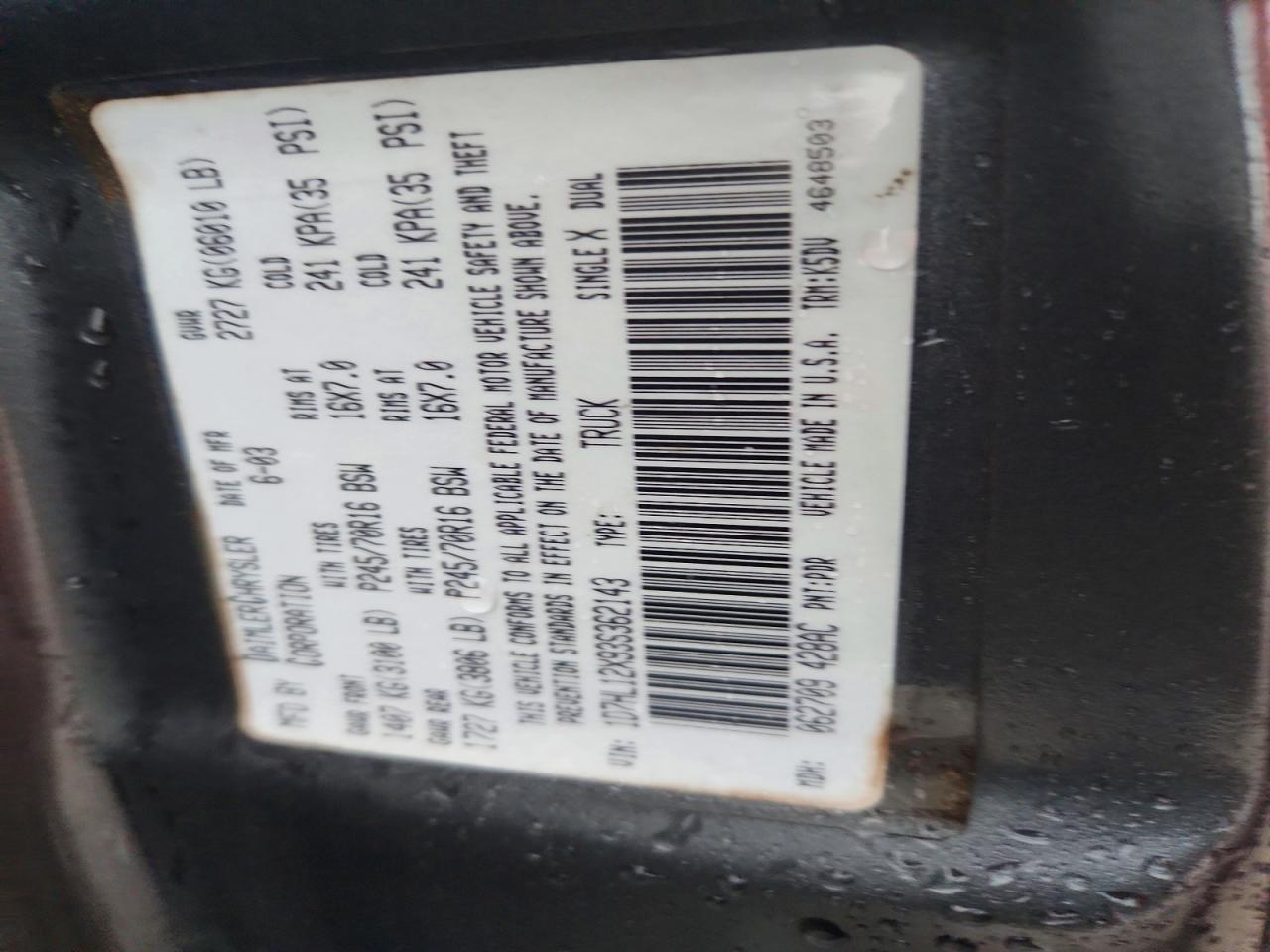 2003 DODGE DAKOTA SXT photo 23