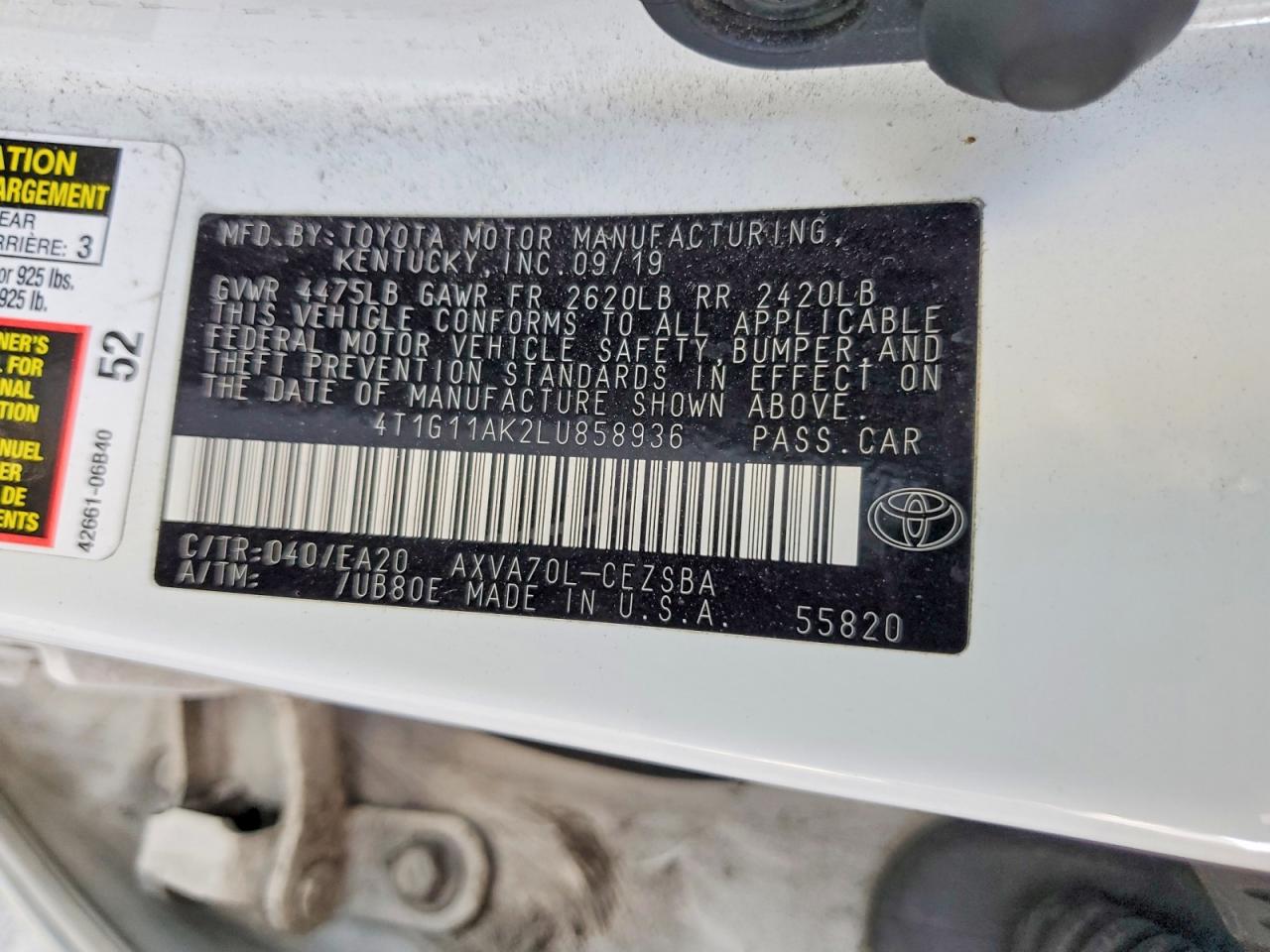 2020 TOYOTA CAMRY SE photo 25