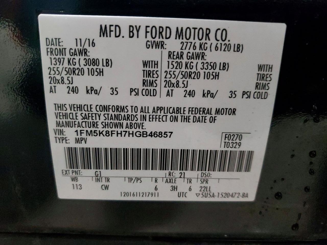 2017 FORD EXPLORER LIMITED photo 14