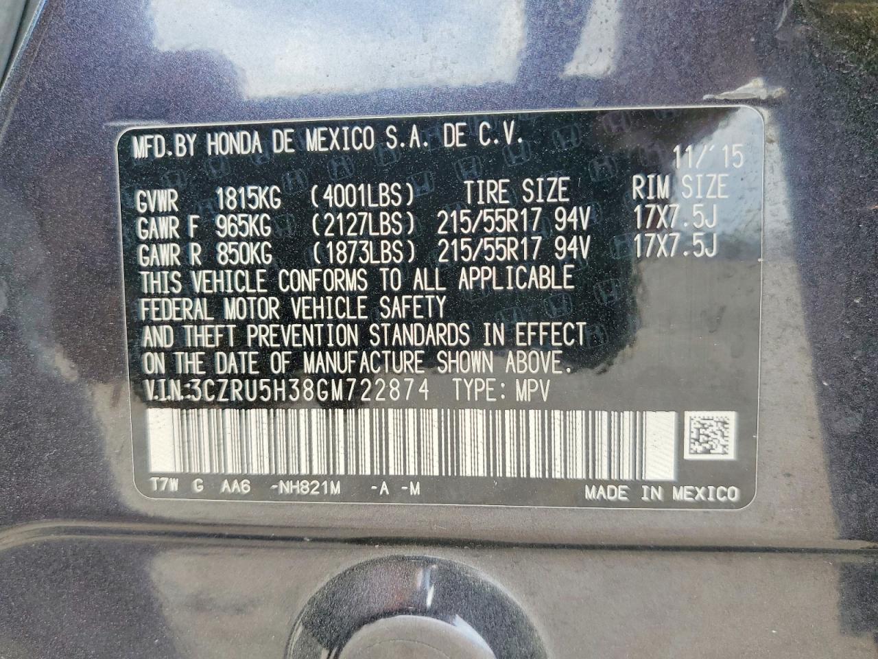 2016 HONDA HR-V LX photo 13