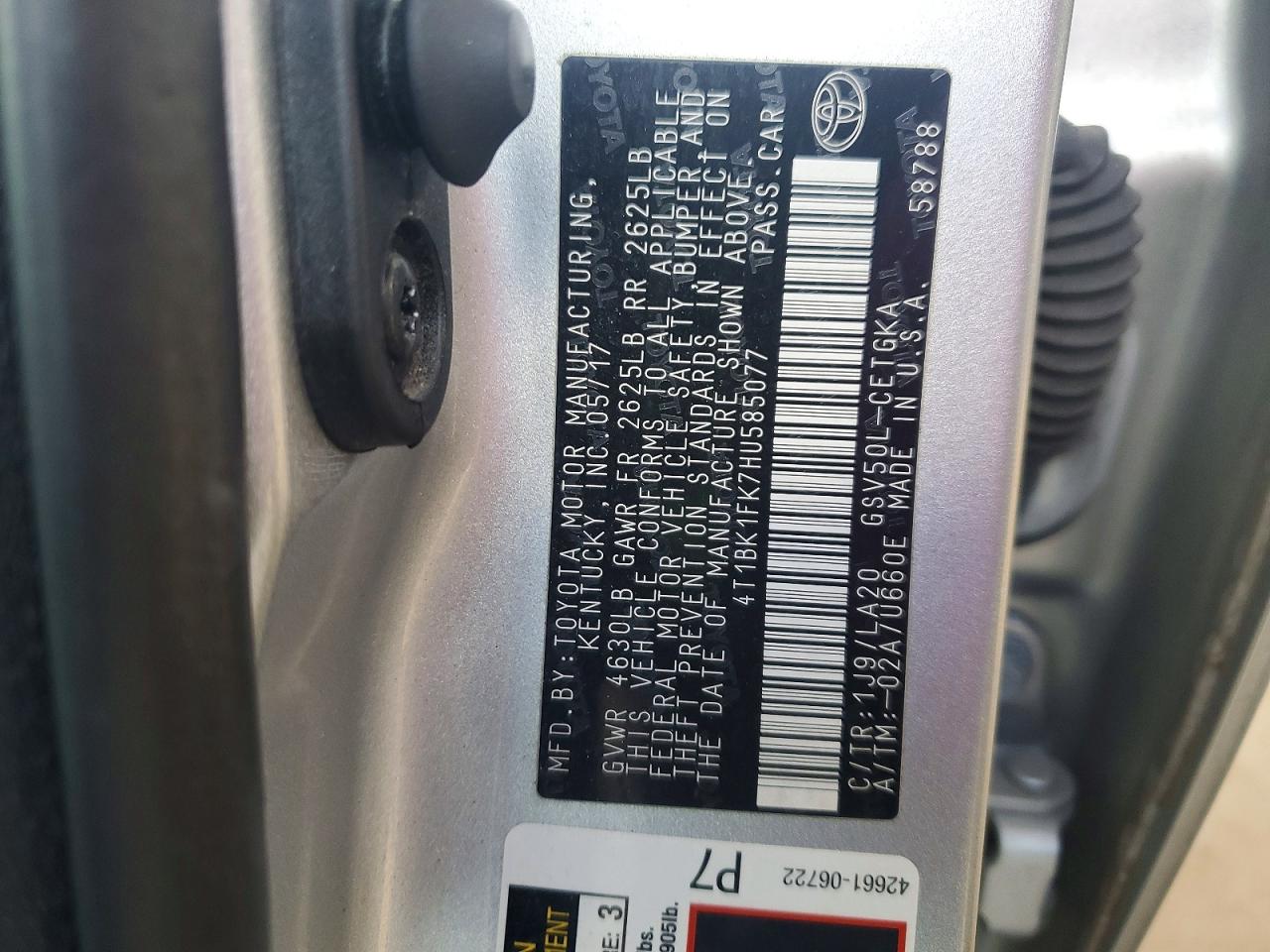 2017 TOYOTA CAMRY XLE V6 photo 12