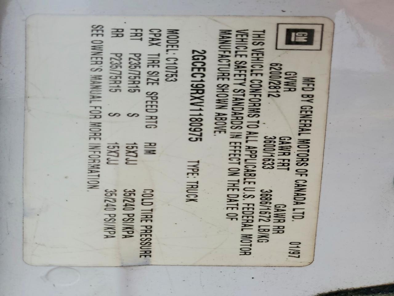 1997 CHEVROLET GMT-400 C1500 photo 37