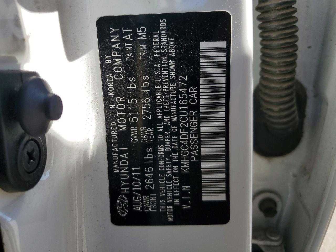 2012 HYUNDAI GENESIS 4.6L V8 photo 12