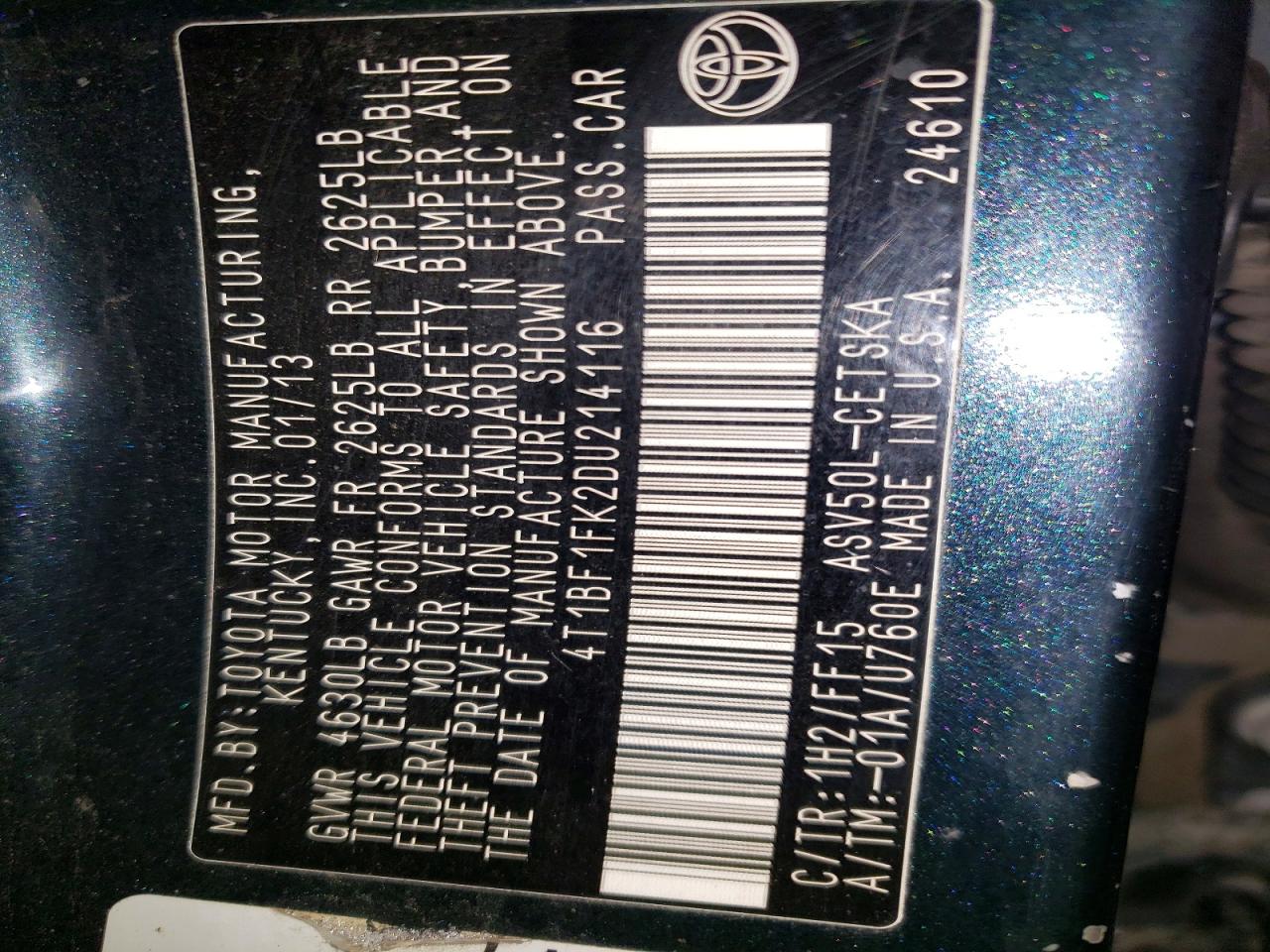 2013 TOYOTA CAMRY SE photo 12