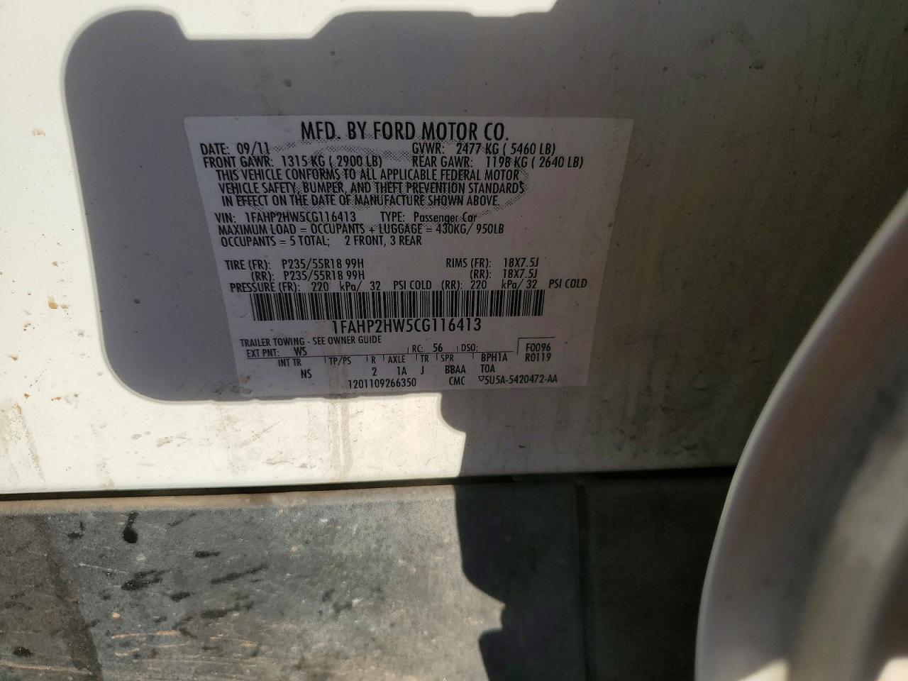 2012 FORD TAURUS SEL photo 23
