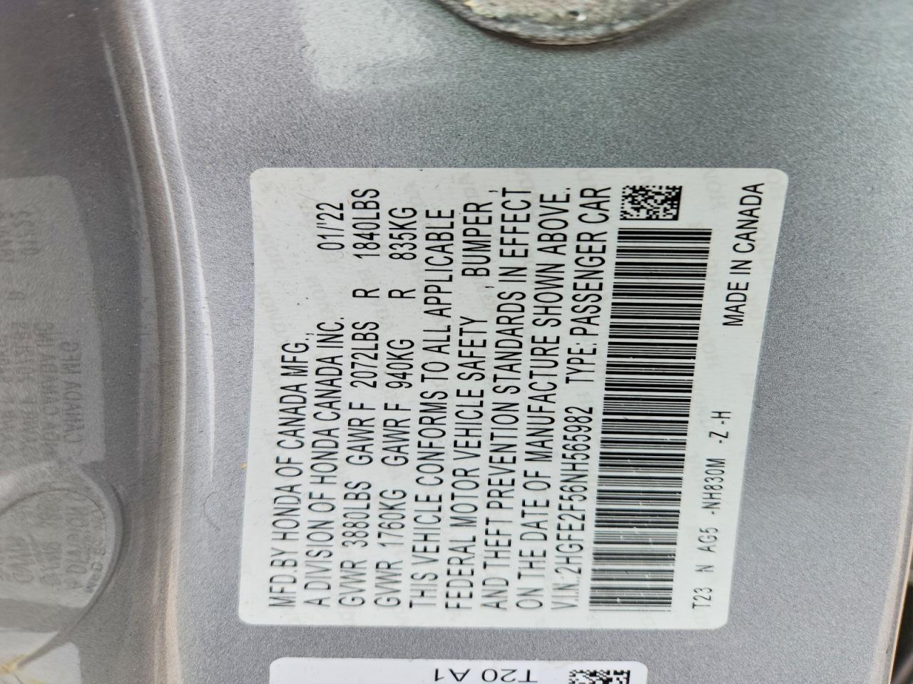 2022 HONDA CIVIC SPORT photo 12