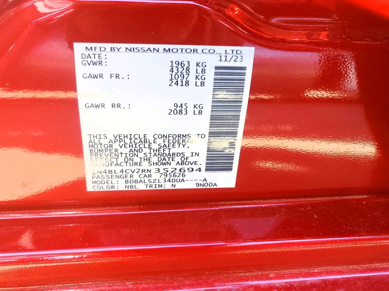 2024 NISSAN ALTIMA 2.5 SR photo 13