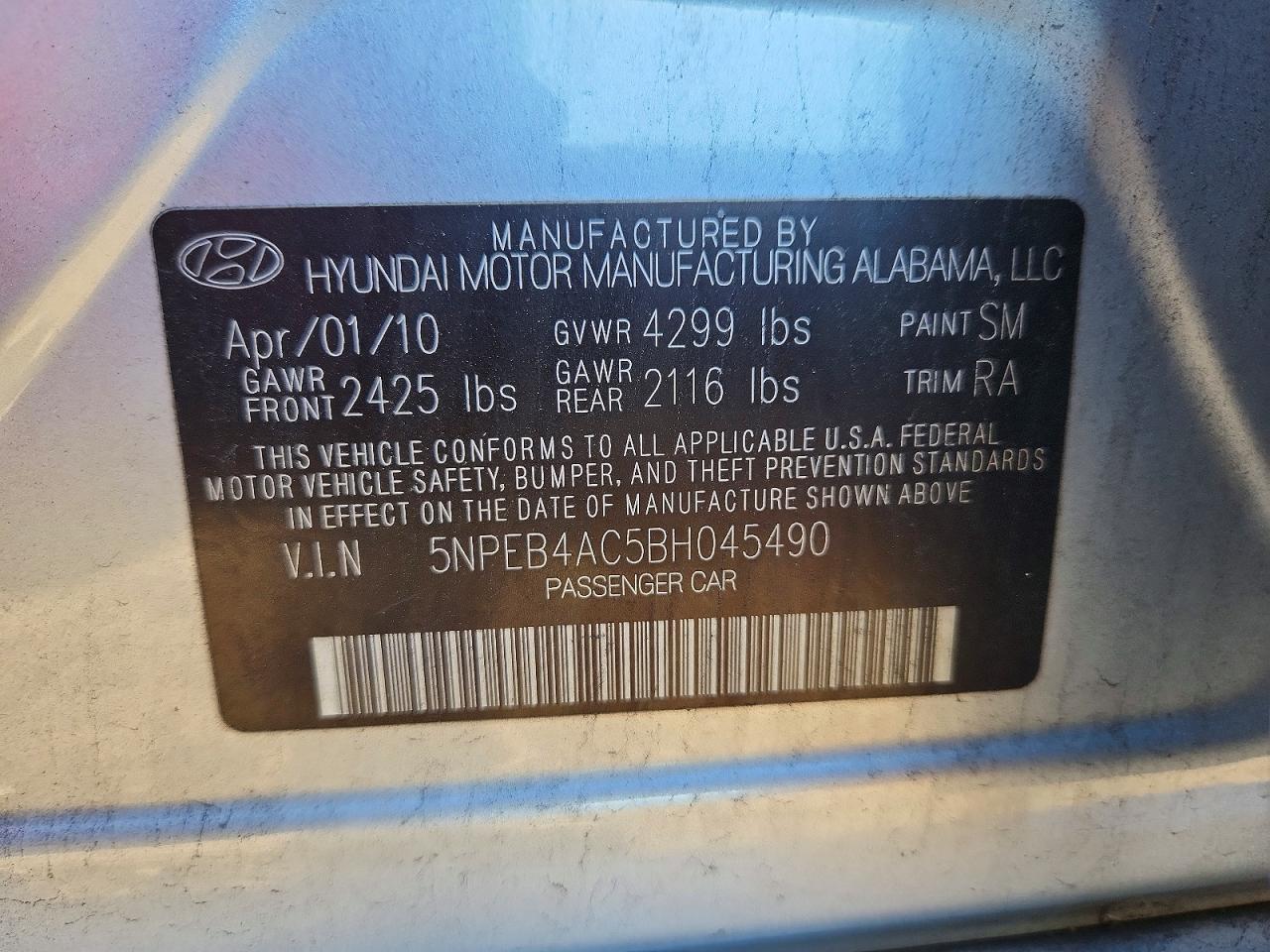2011 HYUNDAI SONATA GLS photo 37