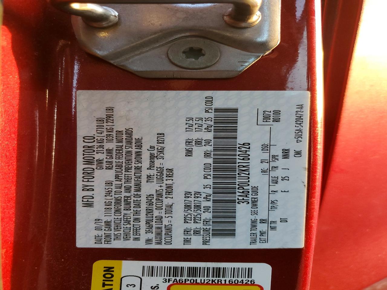 2019 FORD FUSION SE photo 12