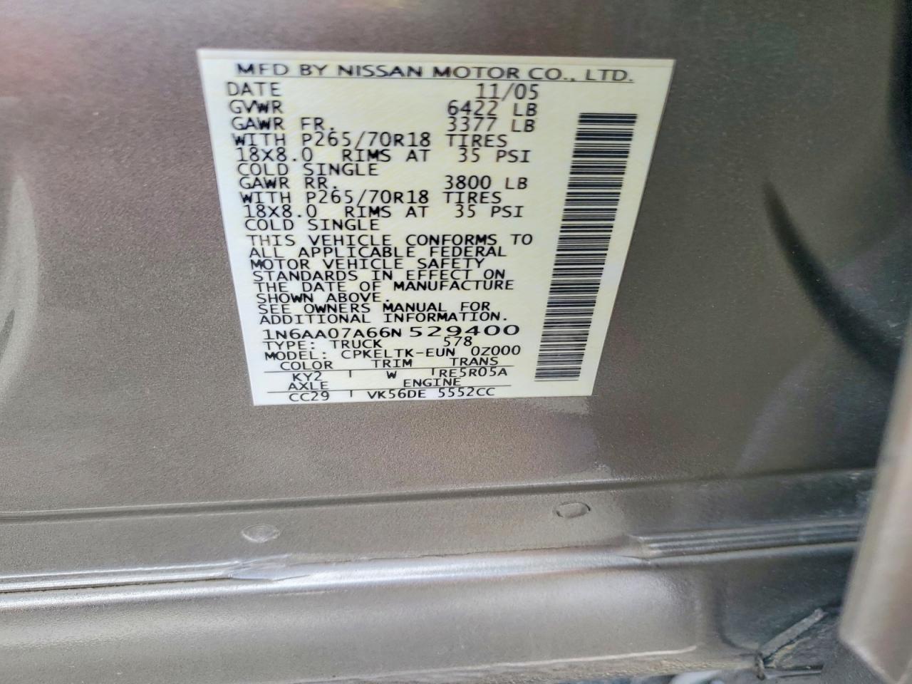 2006 NISSAN TITAN XE photo 34