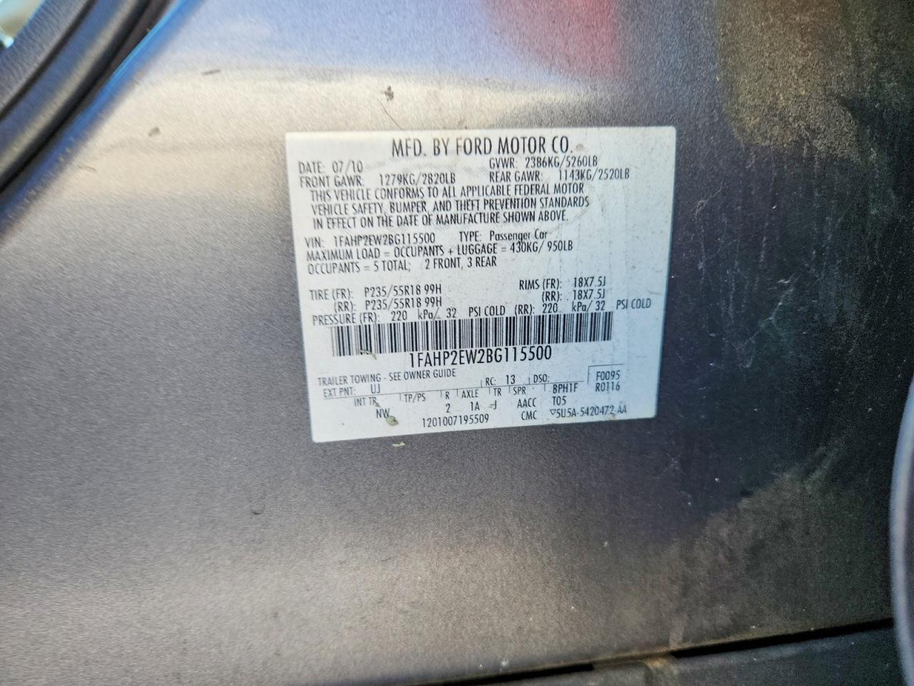 2011 FORD TAURUS SEL photo 23