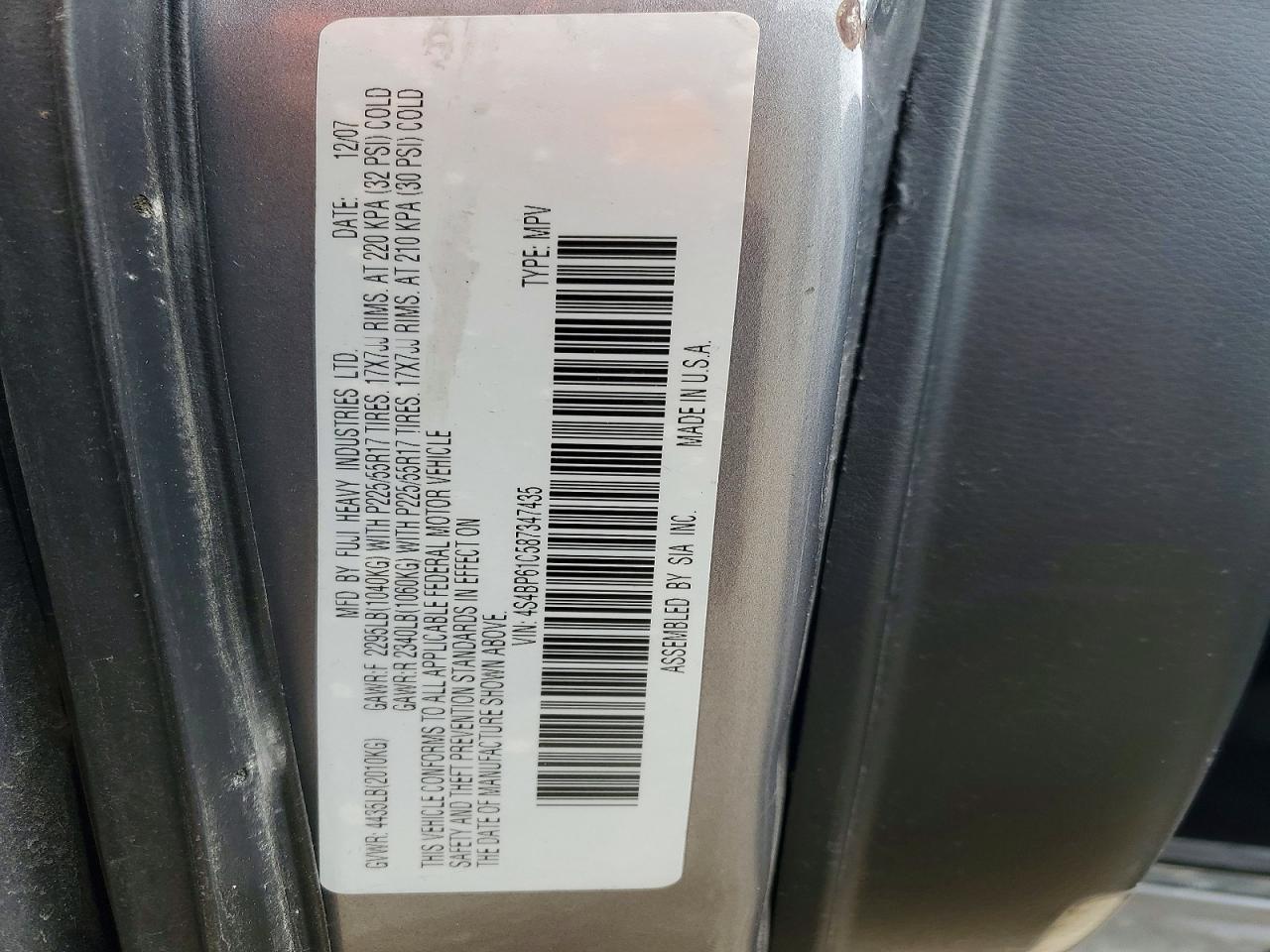 2008 SUBARU OUTBACK photo 12