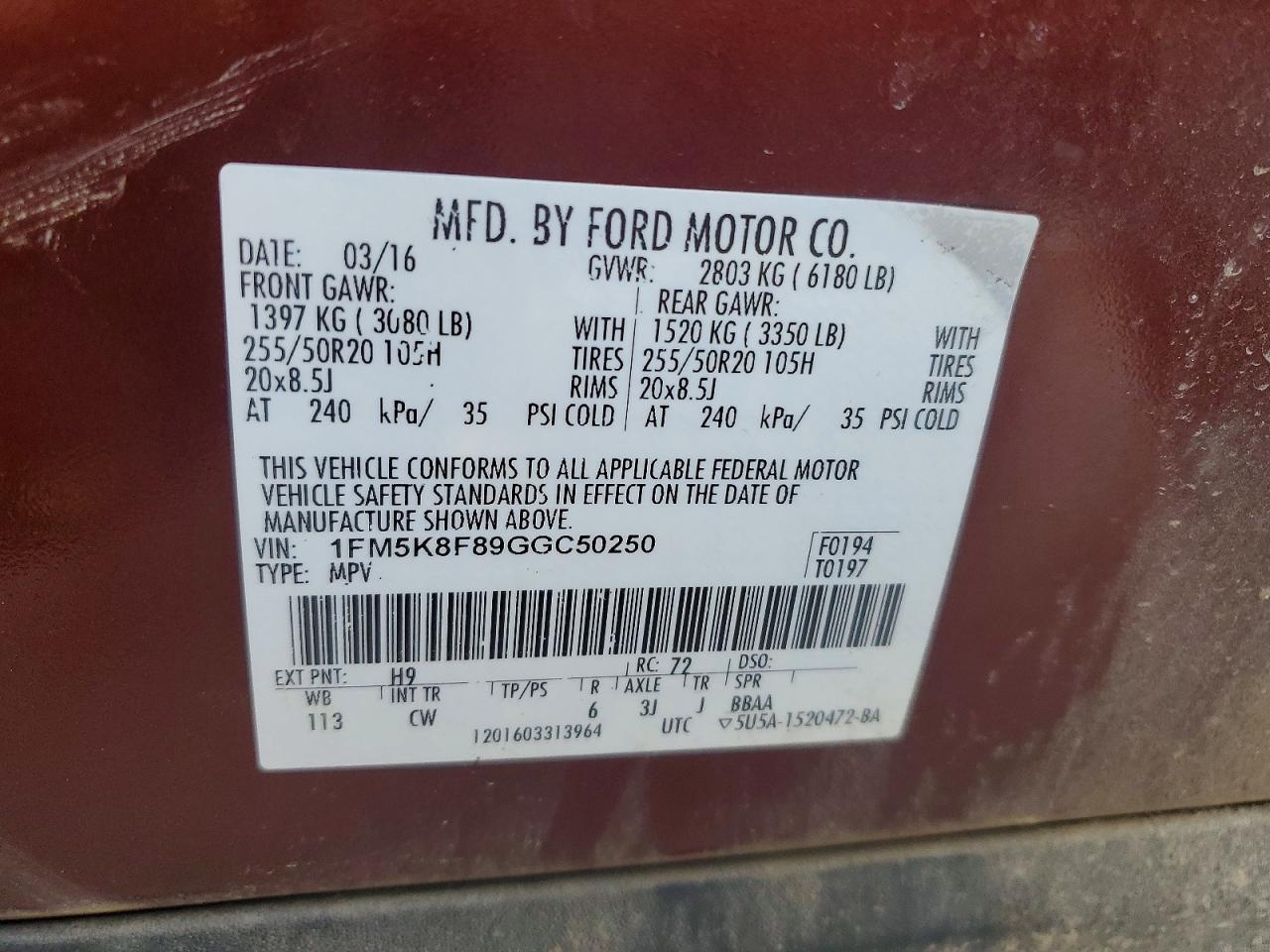 2016 FORD EXPLORER LIMITED photo 27