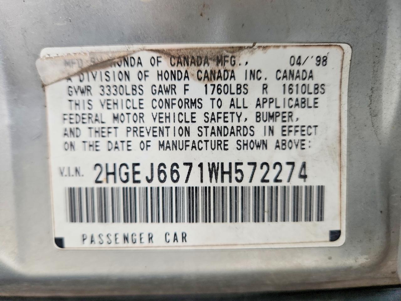 1998 HONDA CIVIC LX photo 23