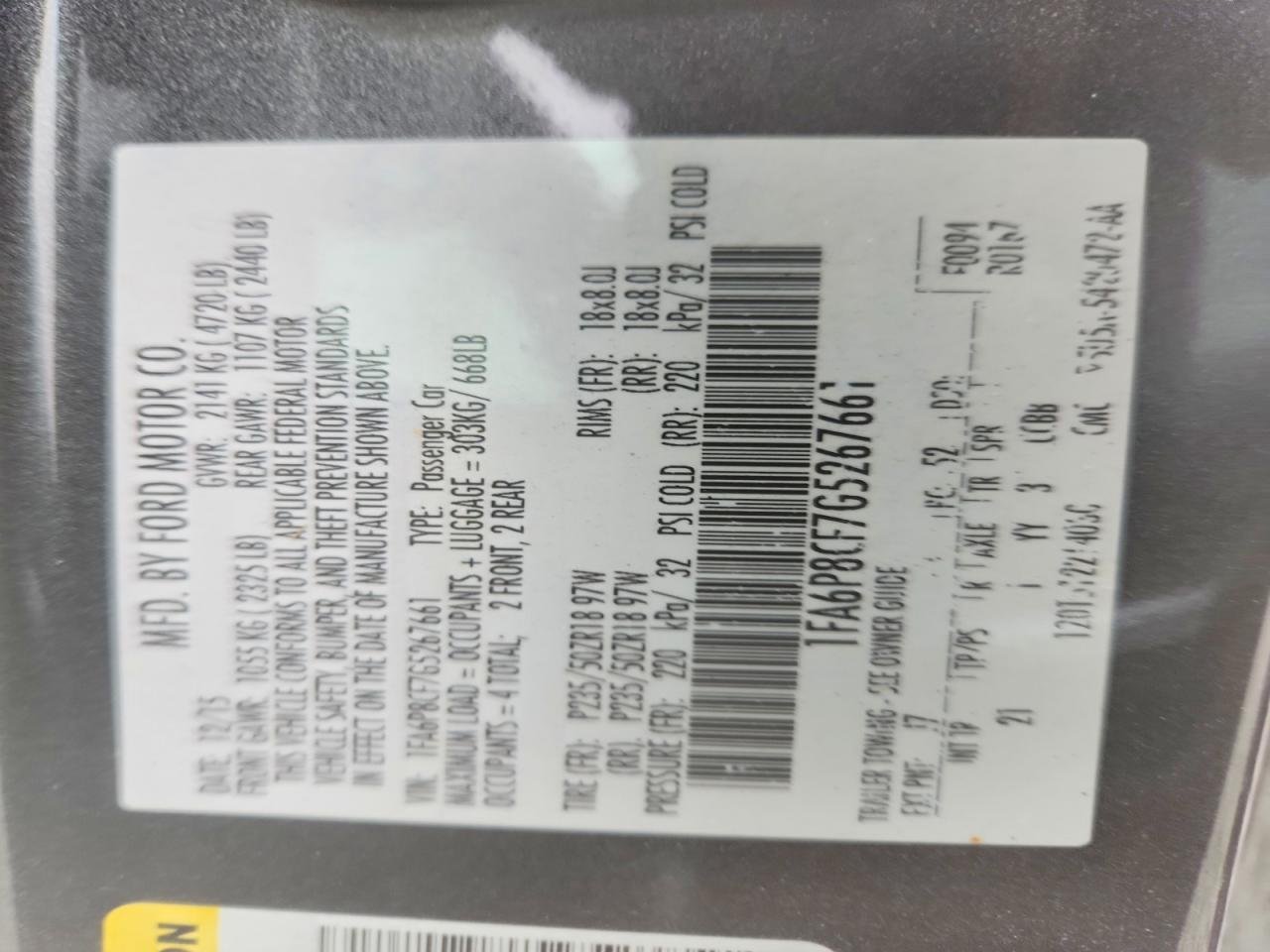2016 FORD MUSTANG GT photo 25