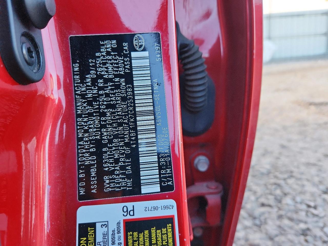 2012 TOYOTA CAMRY LE photo 13