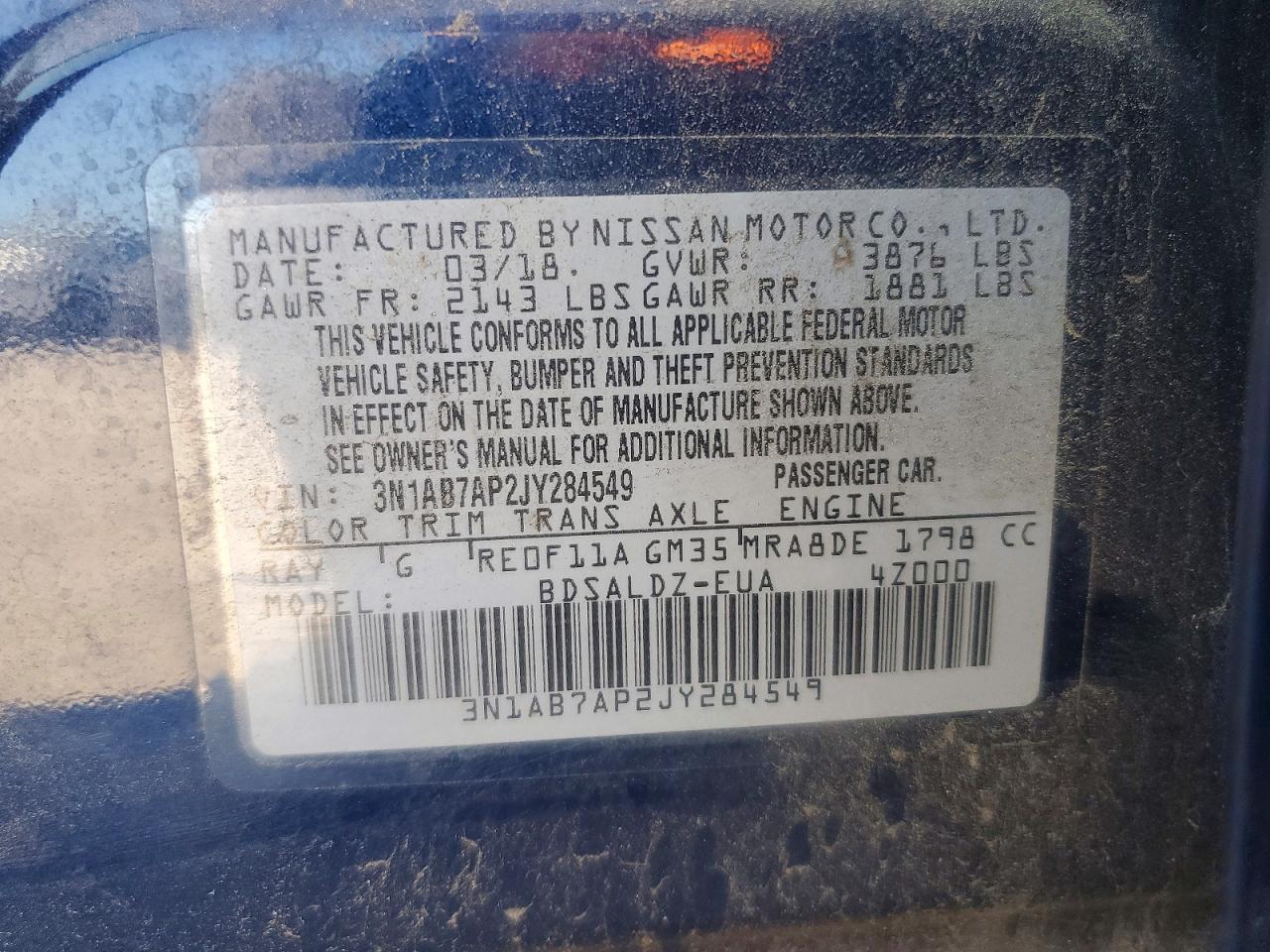 2018 NISSAN SENTRA SV photo 13