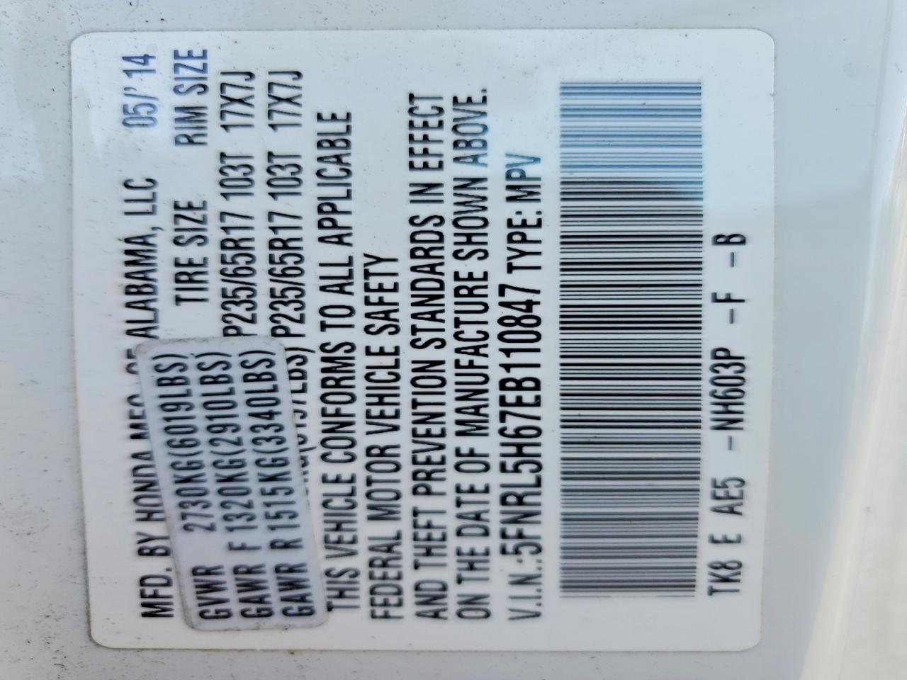 2014 HONDA ODYSSEY EXL photo 13