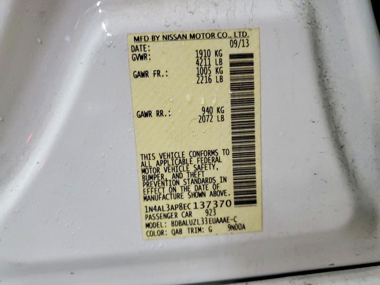 2014 NISSAN ALTIMA 2.5 SV photo 12