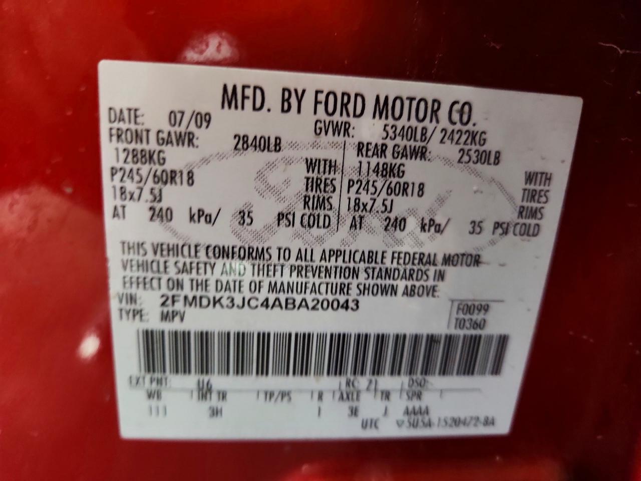 2010 FORD EDGE SEL photo 23