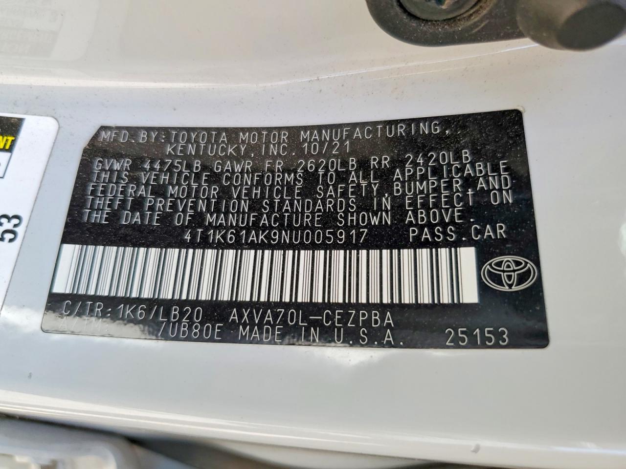 2022 TOYOTA CAMRY XSE photo 12