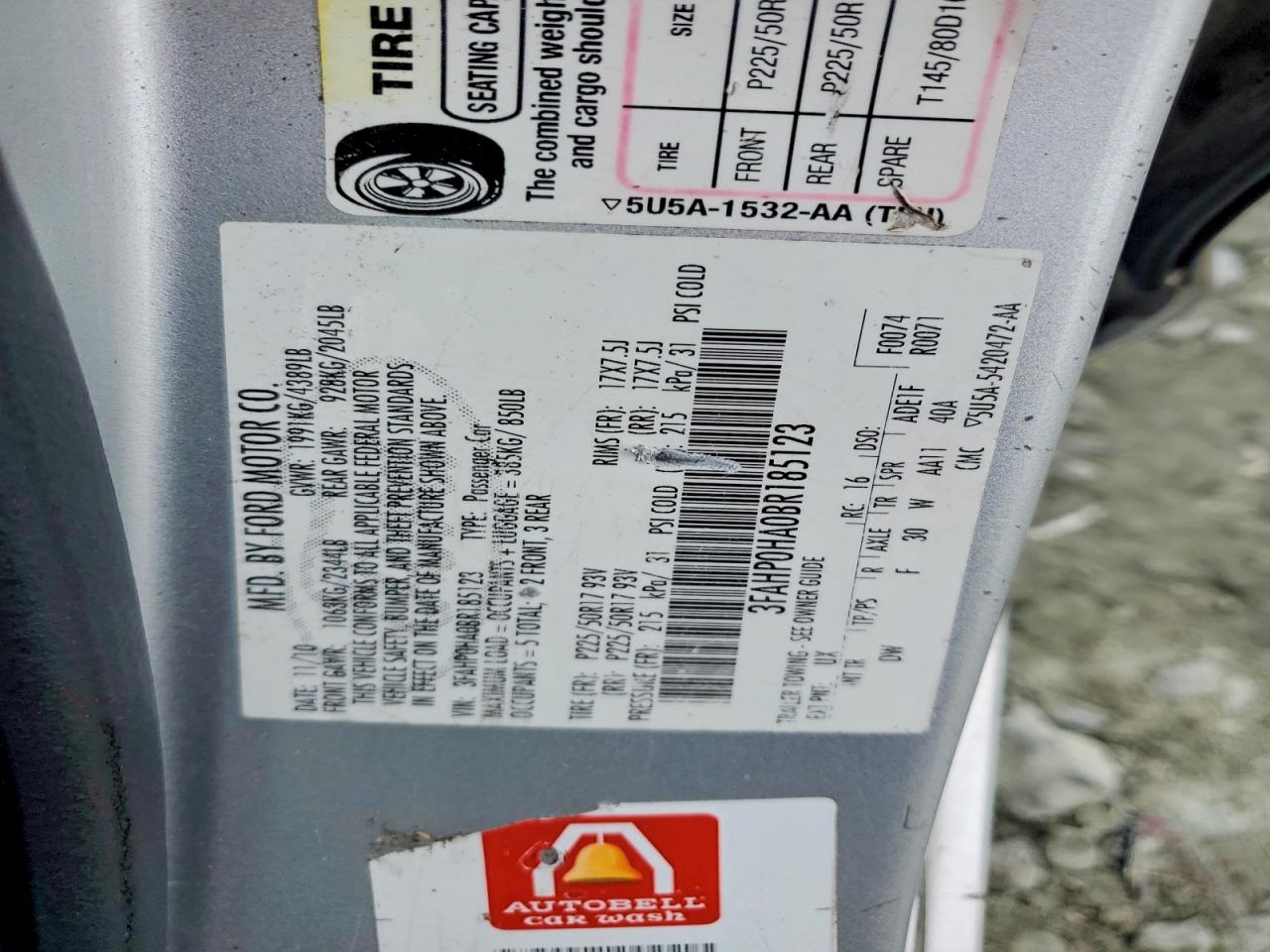 2011 FORD FUSION SE photo 23