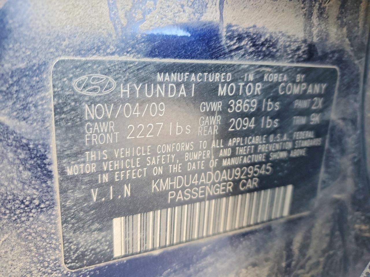 2010 HYUNDAI ELANTRA GLS photo 23