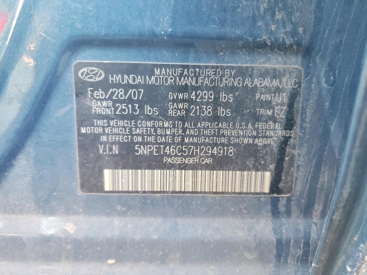 2007 HYUNDAI SONATA GLS photo 12
