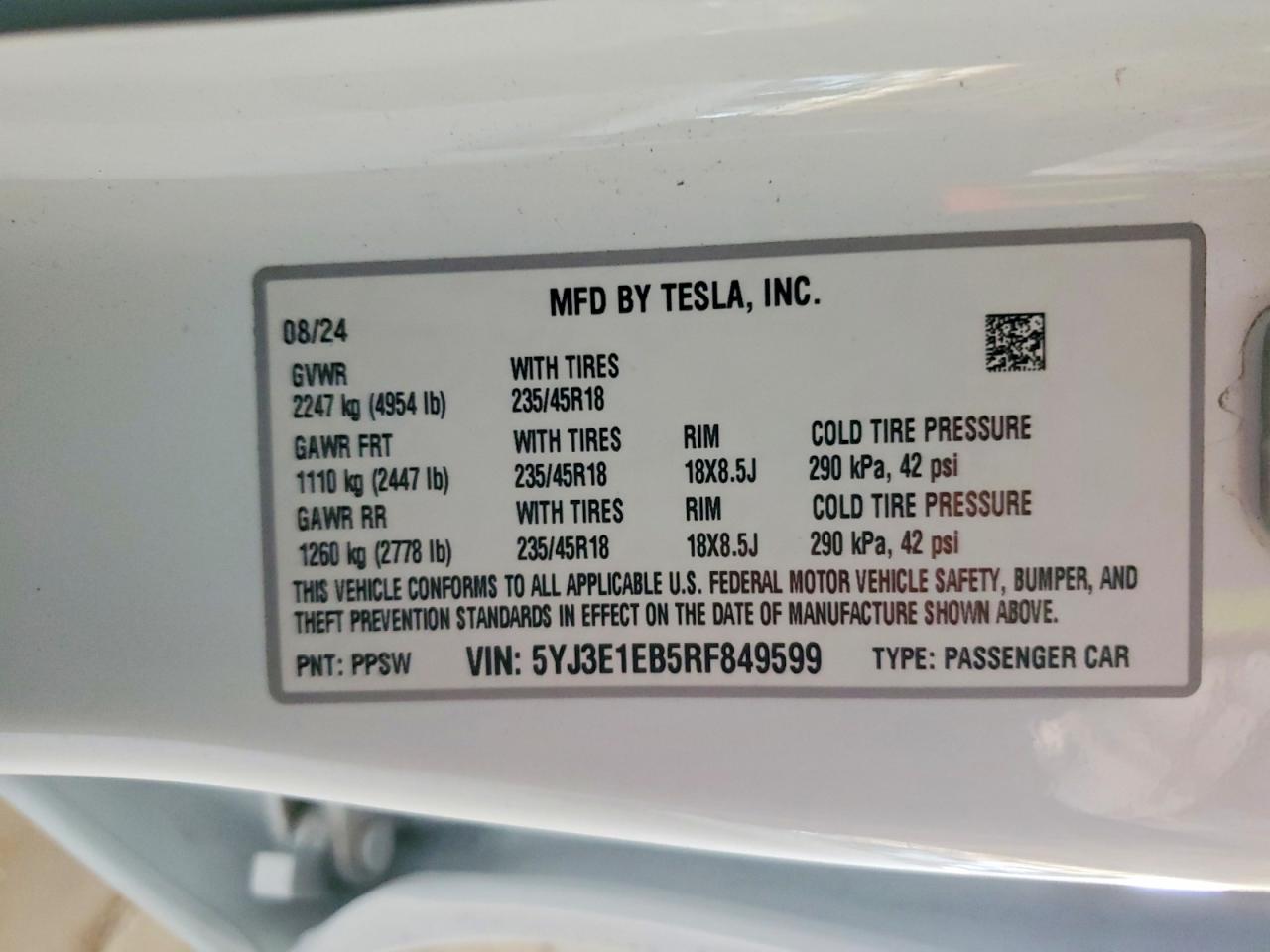 2024 TESLA MODEL 3 photo 23