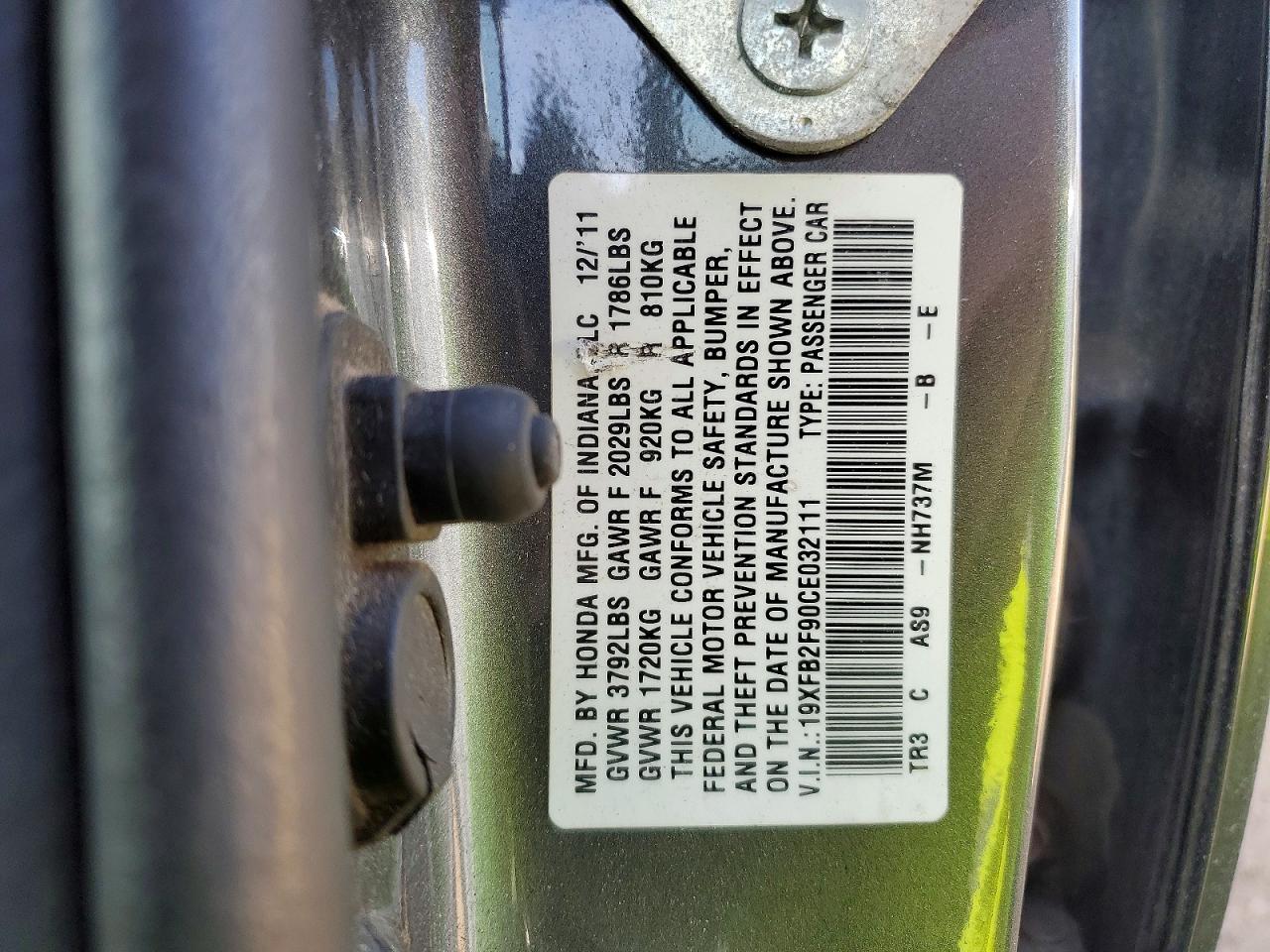 2012 HONDA CIVIC EXL photo 23