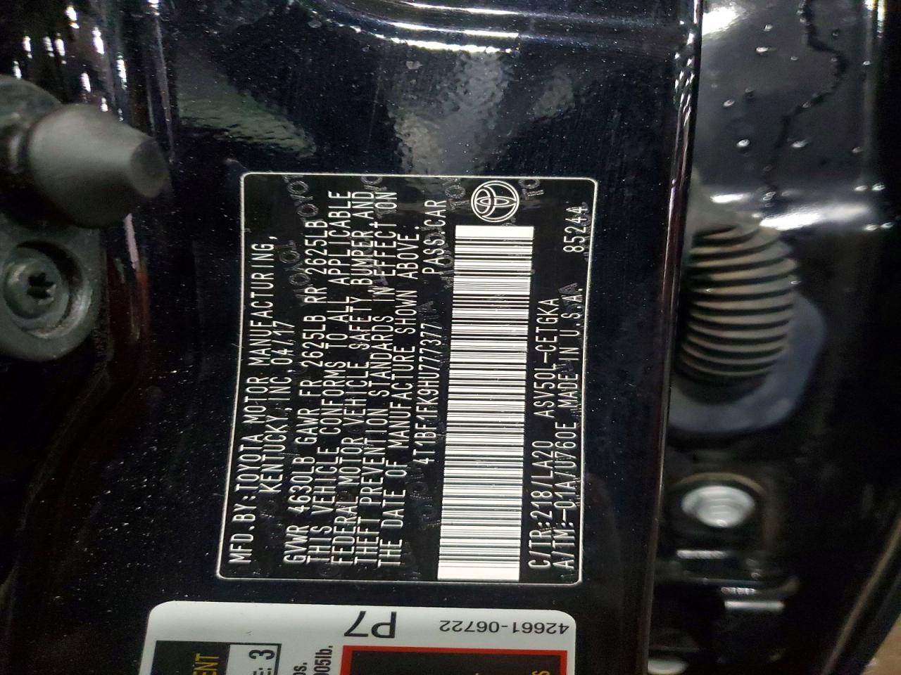 2017 TOYOTA CAMRY XLE photo 12