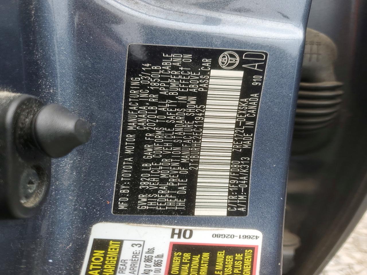 2014 TOYOTA COROLLA S PLUS photo 37