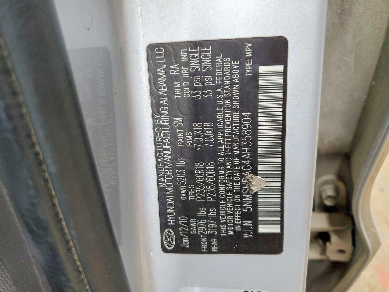 2010 HYUNDAI SANTA FE SE photo 13