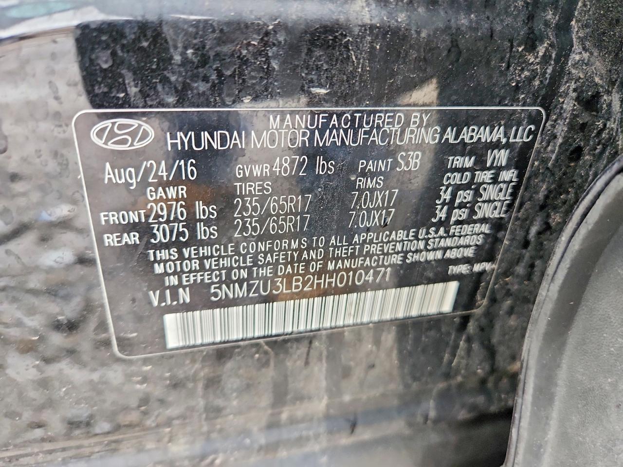 2017 HYUNDAI SANTA FE SPORT 2.4L photo 12
