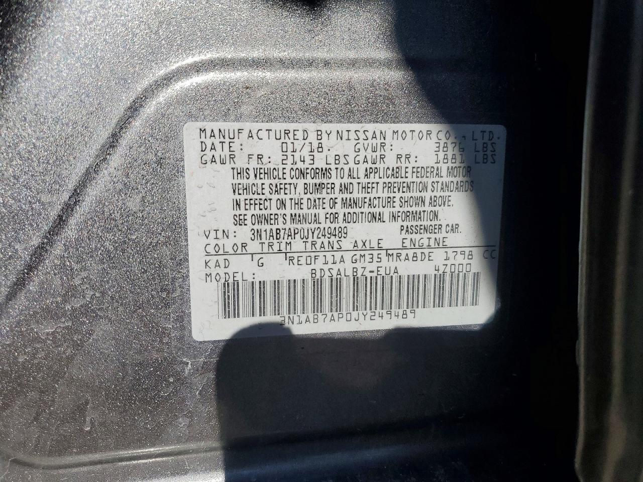 2018 NISSAN SENTRA S photo 12