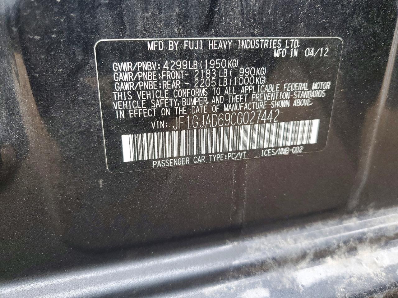 2012 SUBARU IMPREZA PREMIUM photo 23