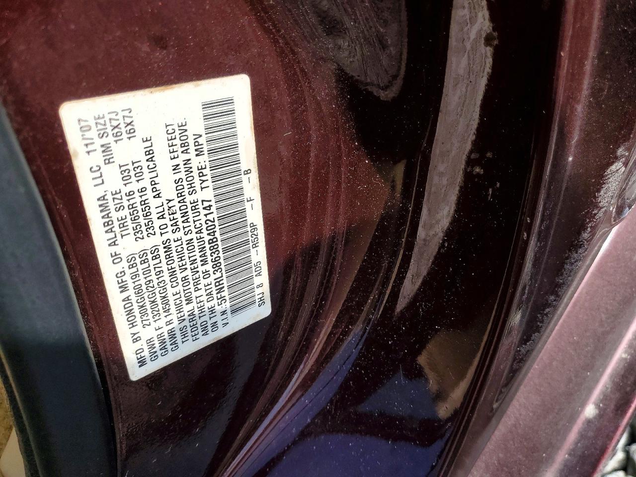 2008 HONDA ODYSSEY EXL photo 13