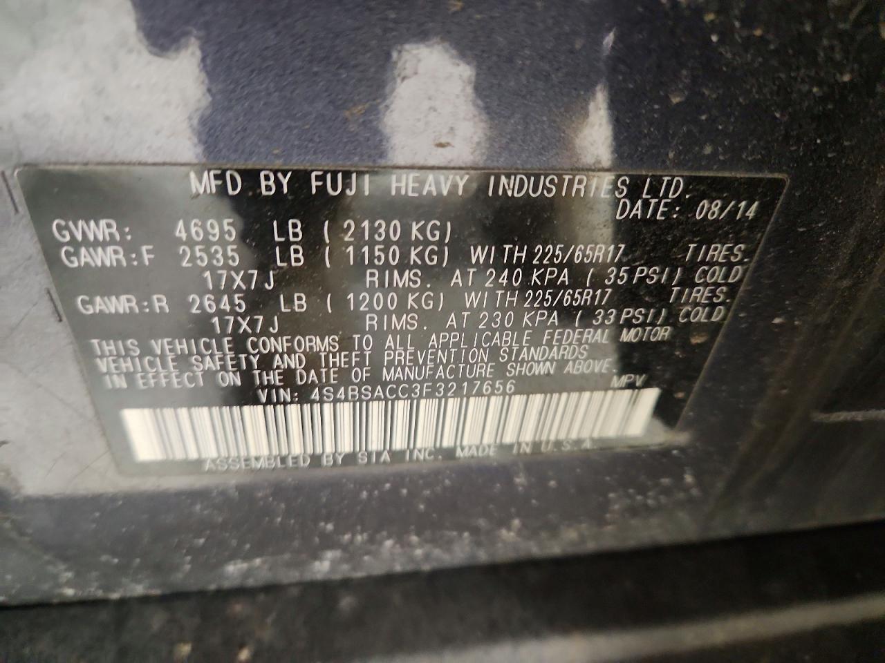 2015 SUBARU OUTBACK 2.5I PREMIUM photo 25