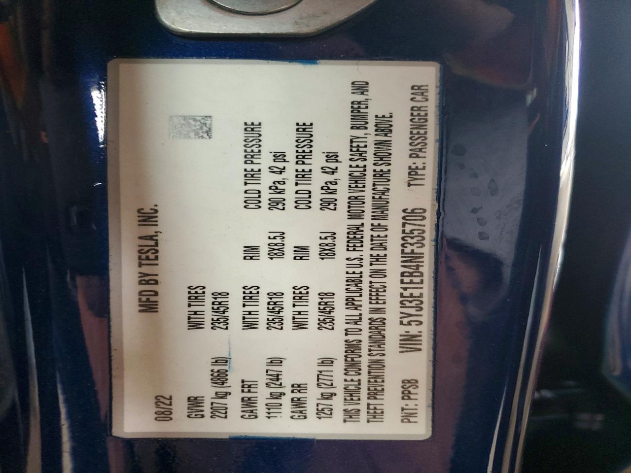 2022 TESLA MODEL 3 photo 34