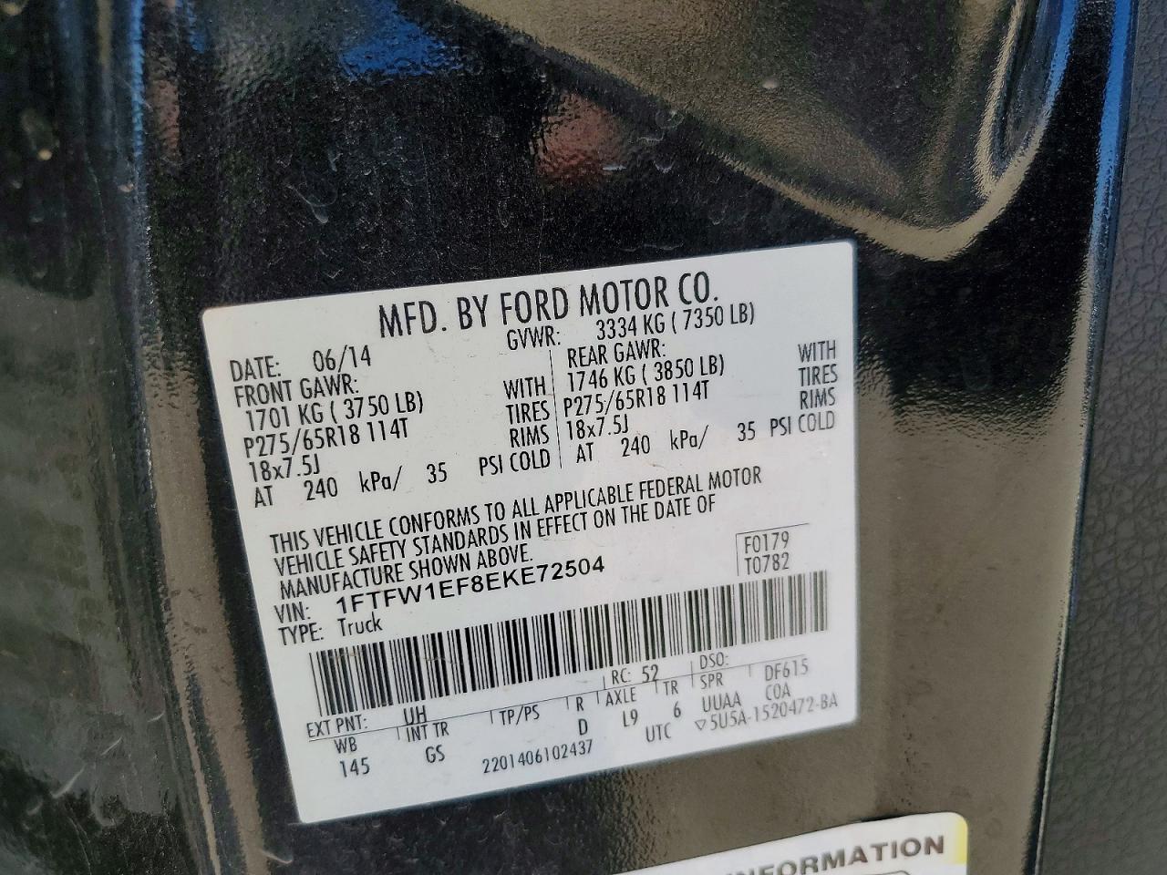 2014 FORD F150 photo 12
