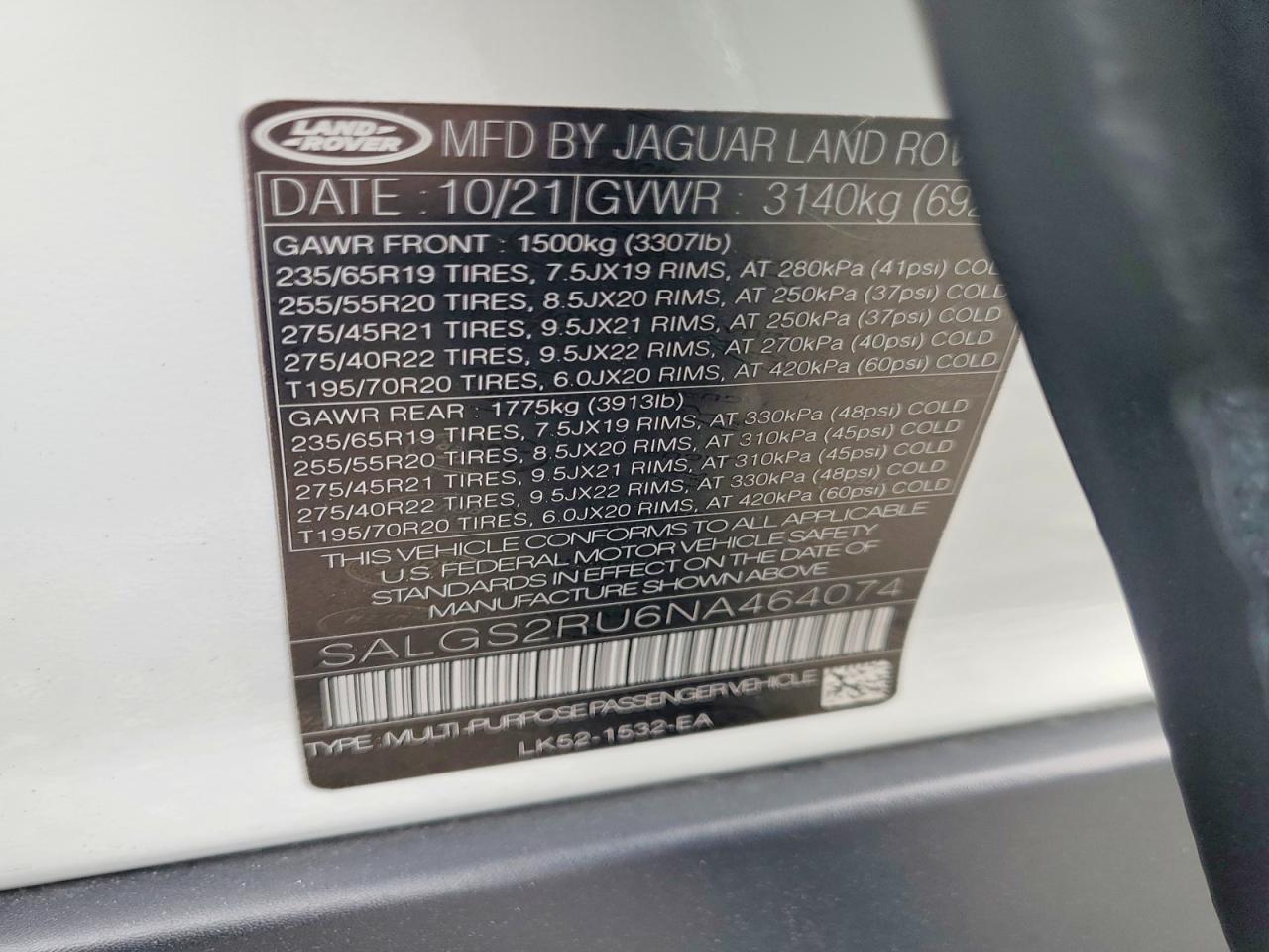 2022 LAND ROVER RANGE ROVER HSE WESTMINSTER EDITION photo 13