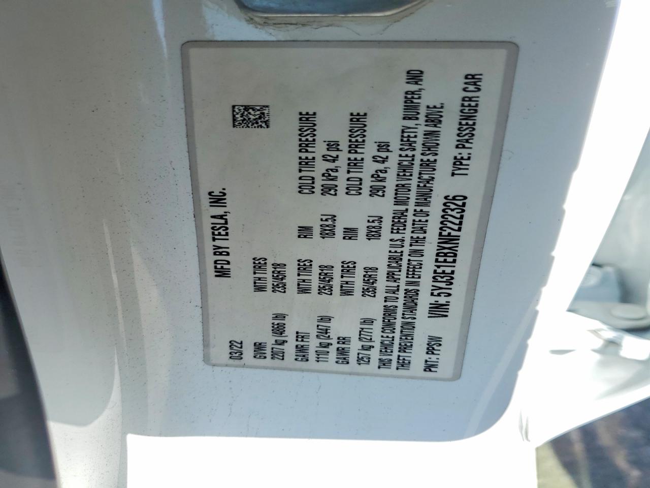 2022 TESLA MODEL 3 photo 25