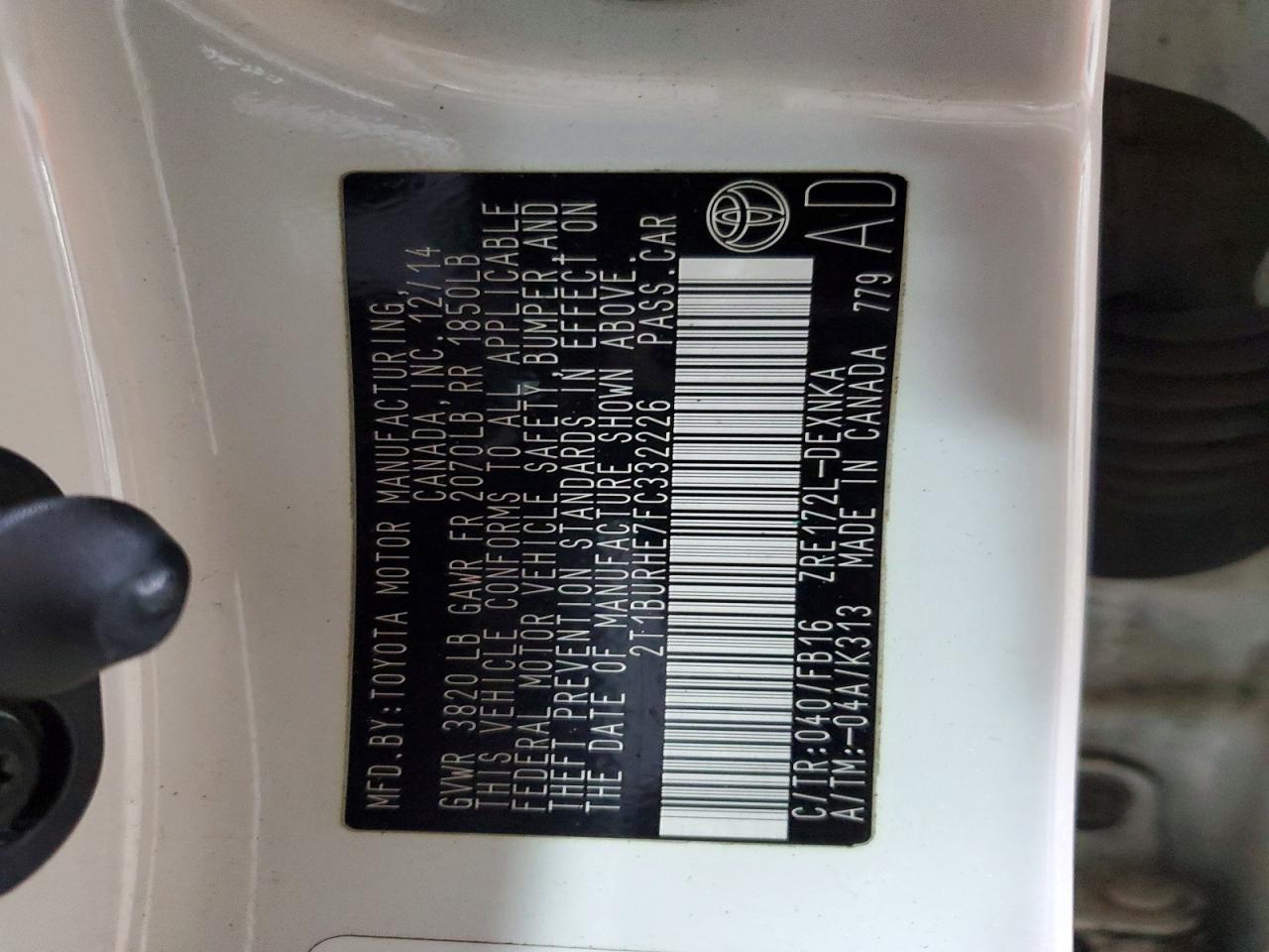 2015 TOYOTA COROLLA LE photo 13