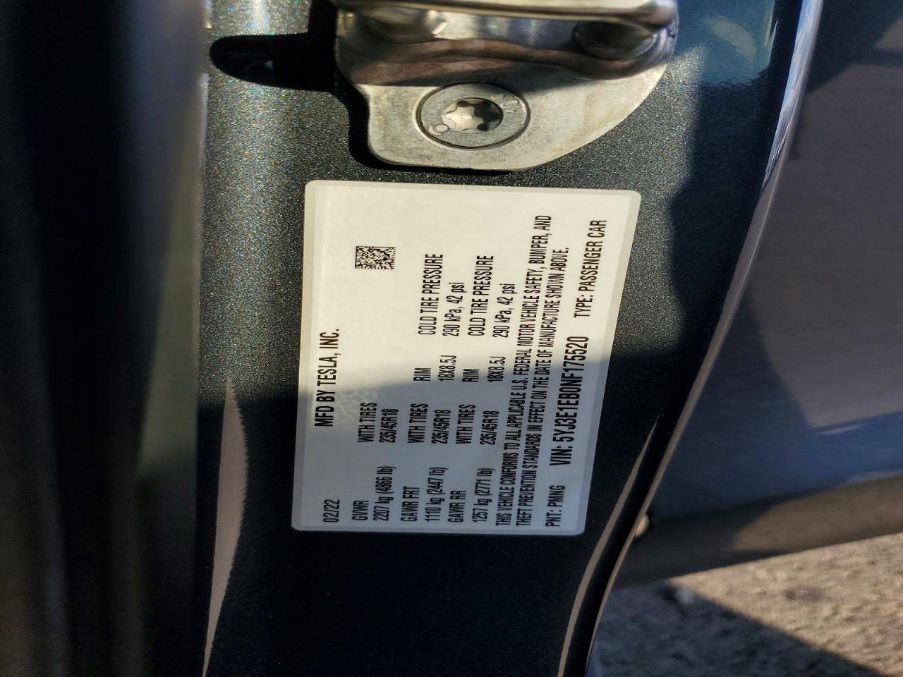 2022 TESLA MODEL 3 photo 34