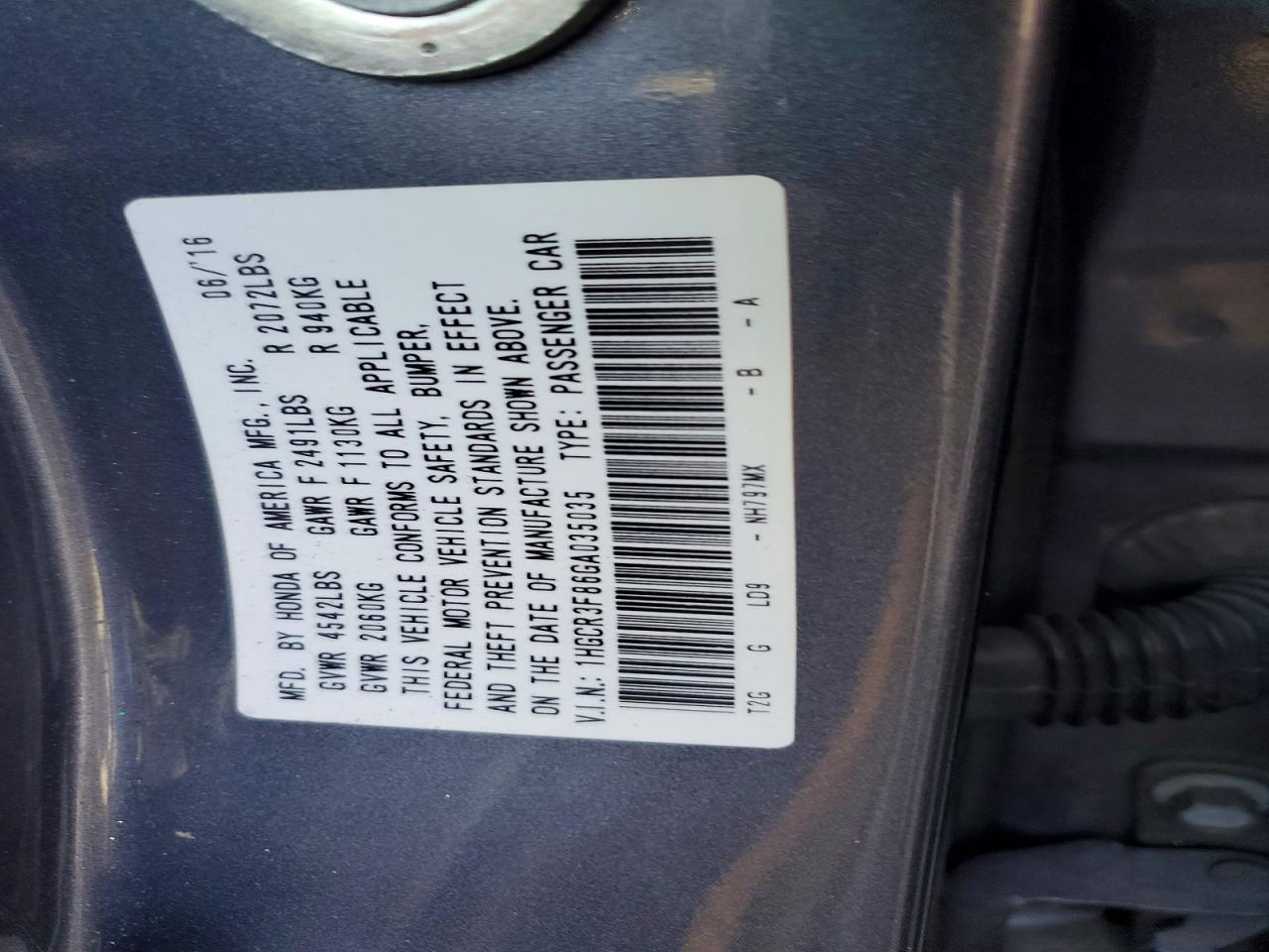 2016 HONDA ACCORD EXL photo 25