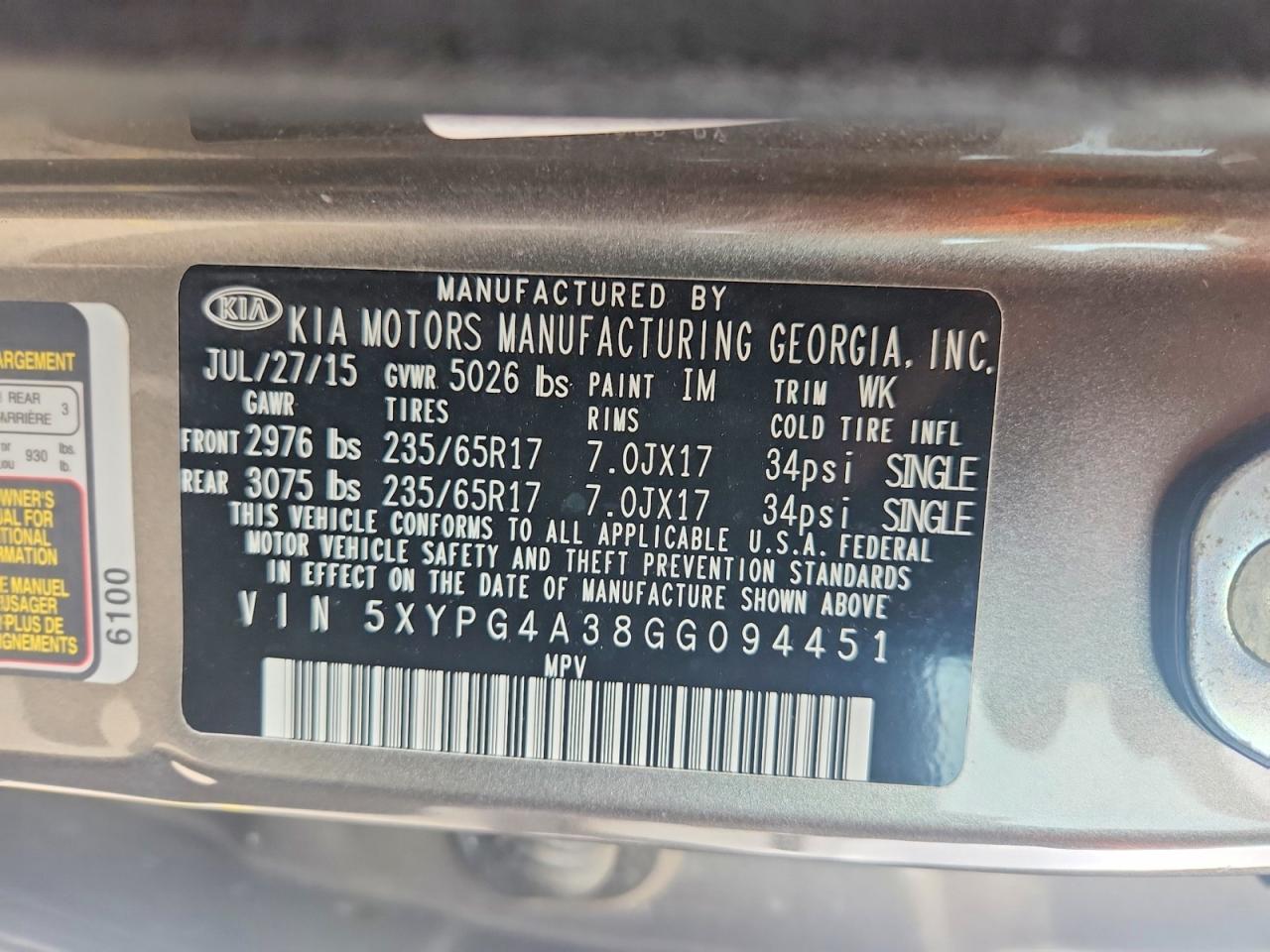 2016 KIA SORENTO LX photo 12
